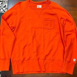 Champion x Todd Snyder Men's Bold Orange Crewneck Sweater with Pocket